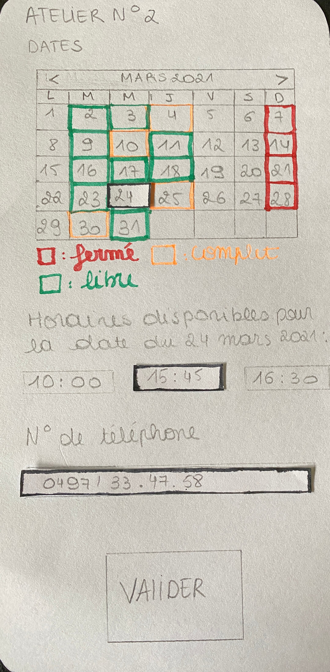 Photo du prototype papier mobile